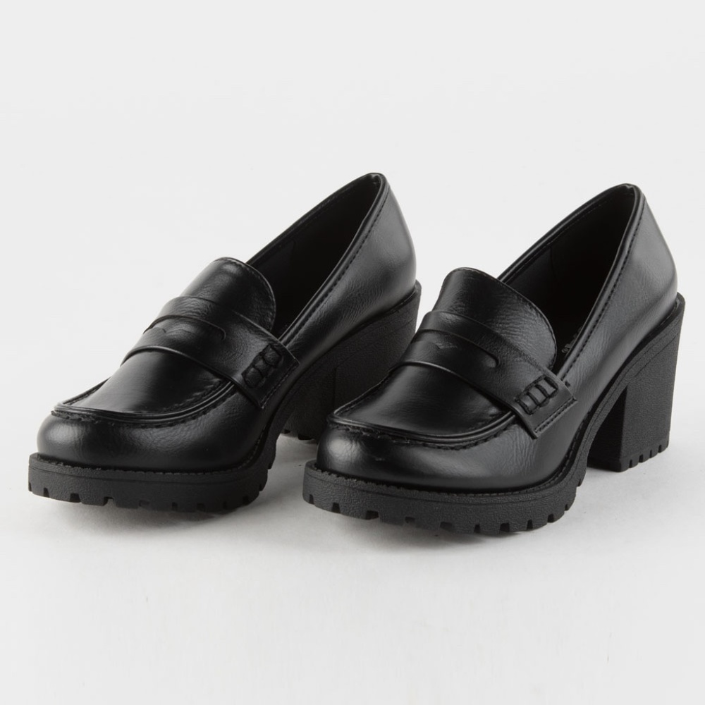 SODA Kinder Platform Womens Penny Loafer Shoes, Black, Size 8